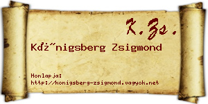 Königsberg Zsigmond névjegykártya